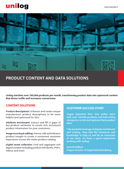 Datasheet: Unilog Product content data solutions