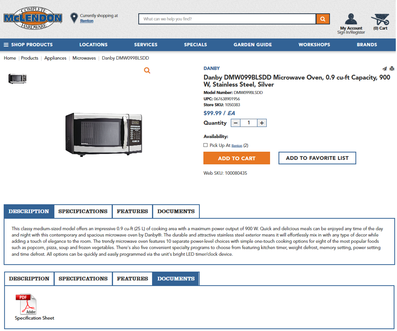 McLendon product detail page
