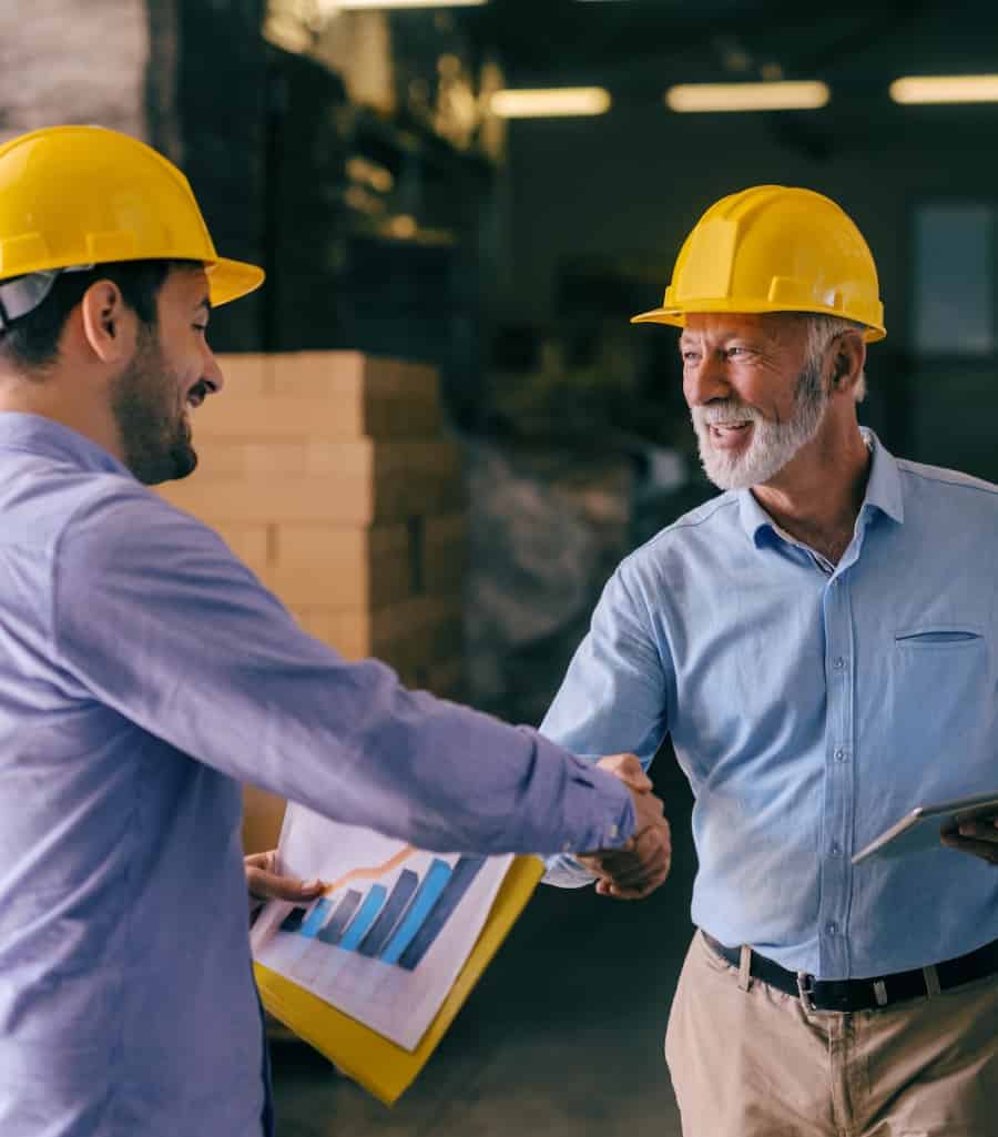 partners-hero two colleagues shaking hands.