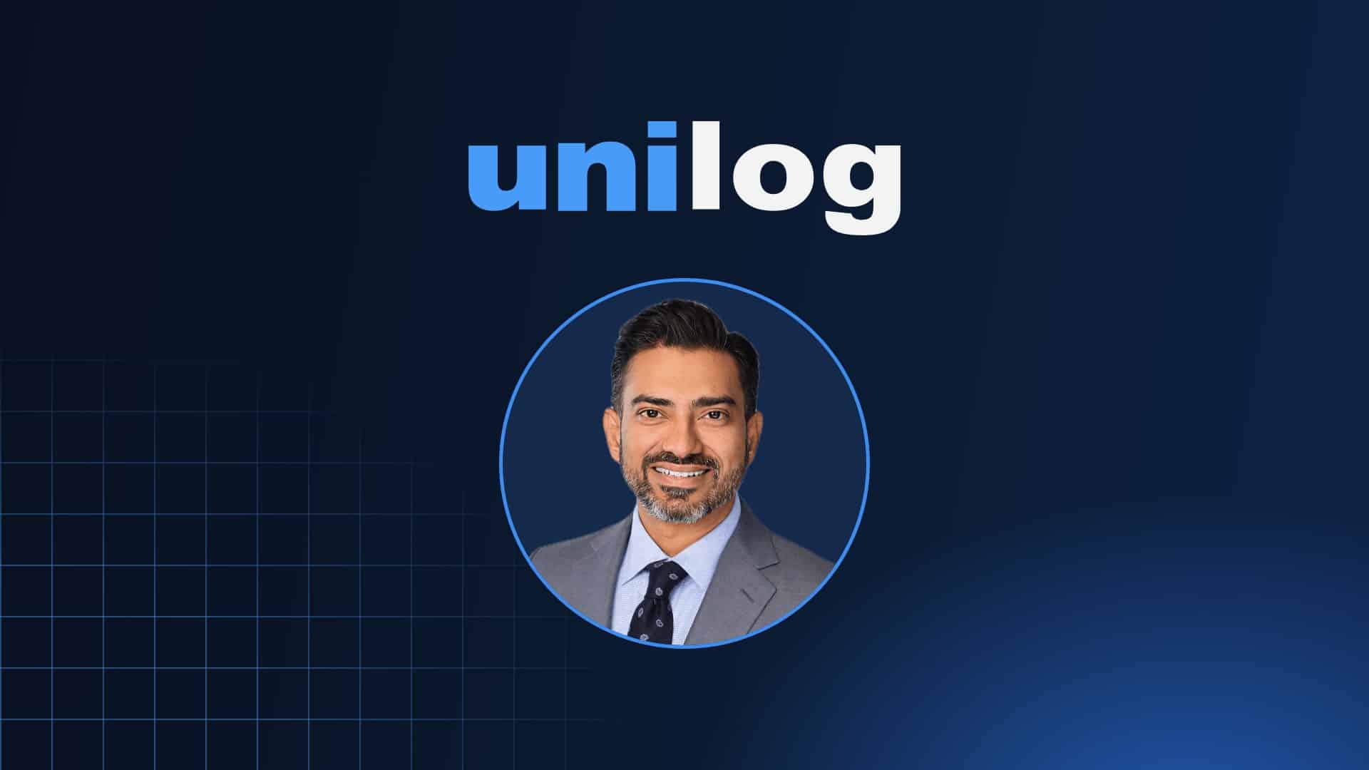 Unilog logo with Suchit Bachalli