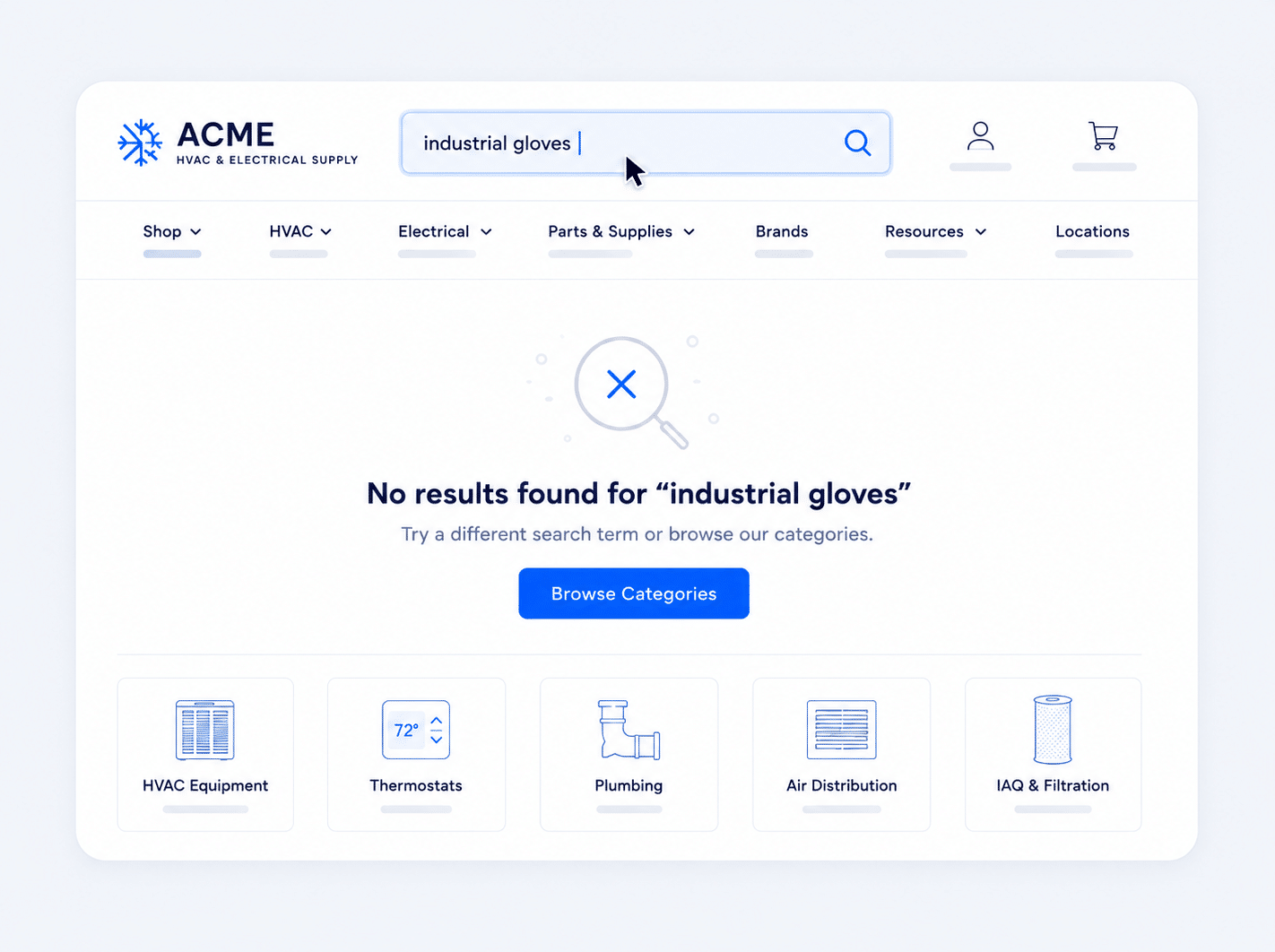 Storefront search returning 0 results for industrial gloves