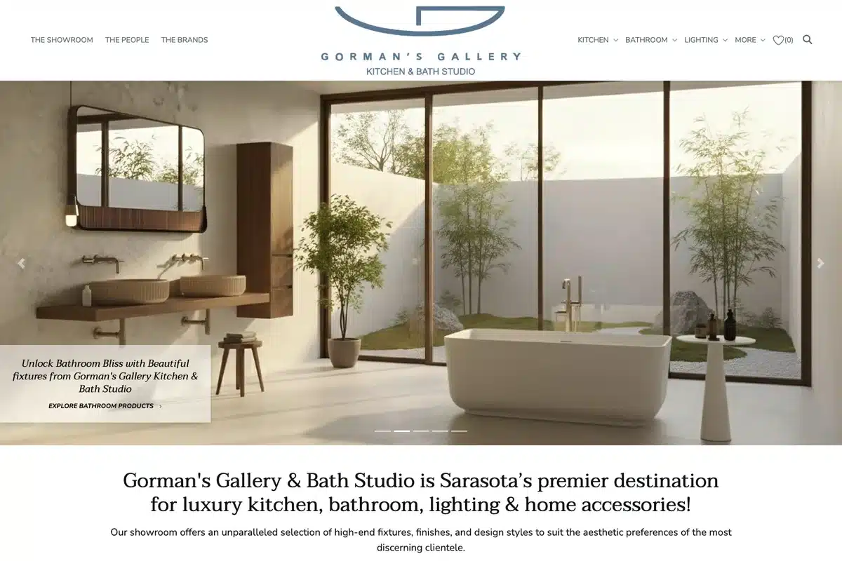 Gorman's Gallery CX1 Showroom site homepage