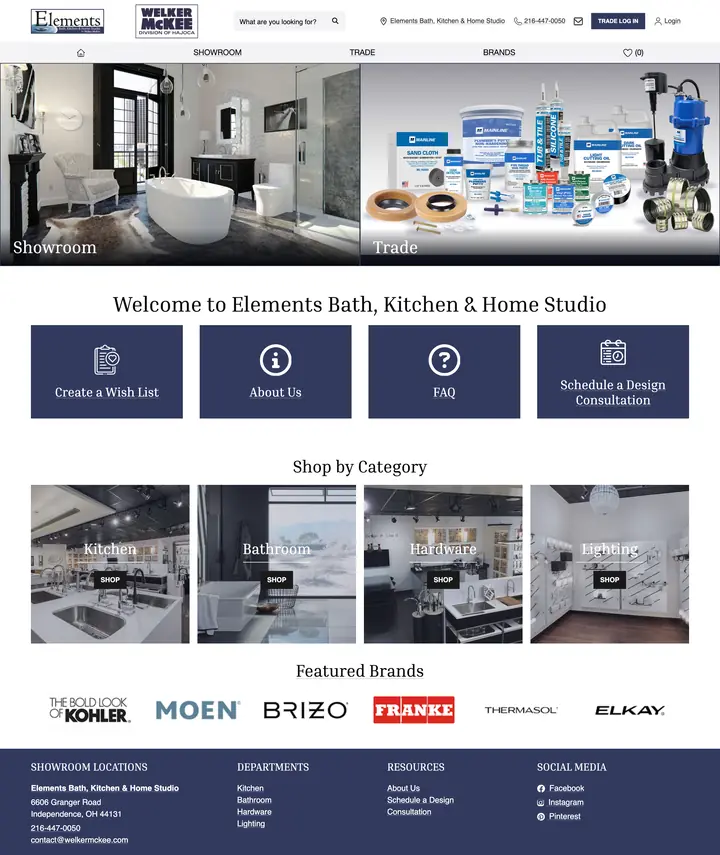 Elements by Welker McKee showroom website