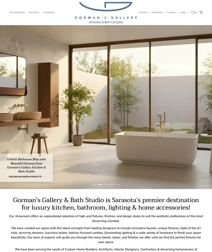 Gorman's Gallery Kitchen & Bath Studio showroom website