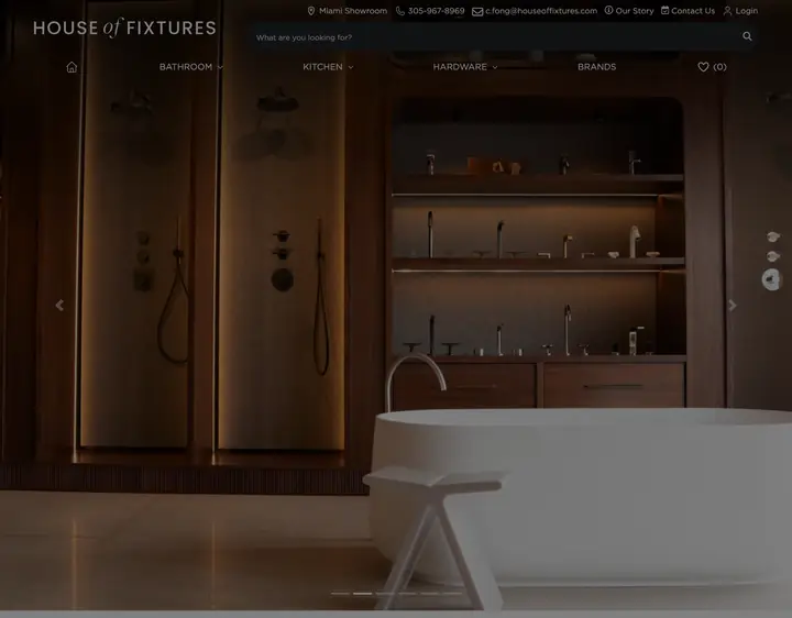 House of Fixtures lighting showroom website