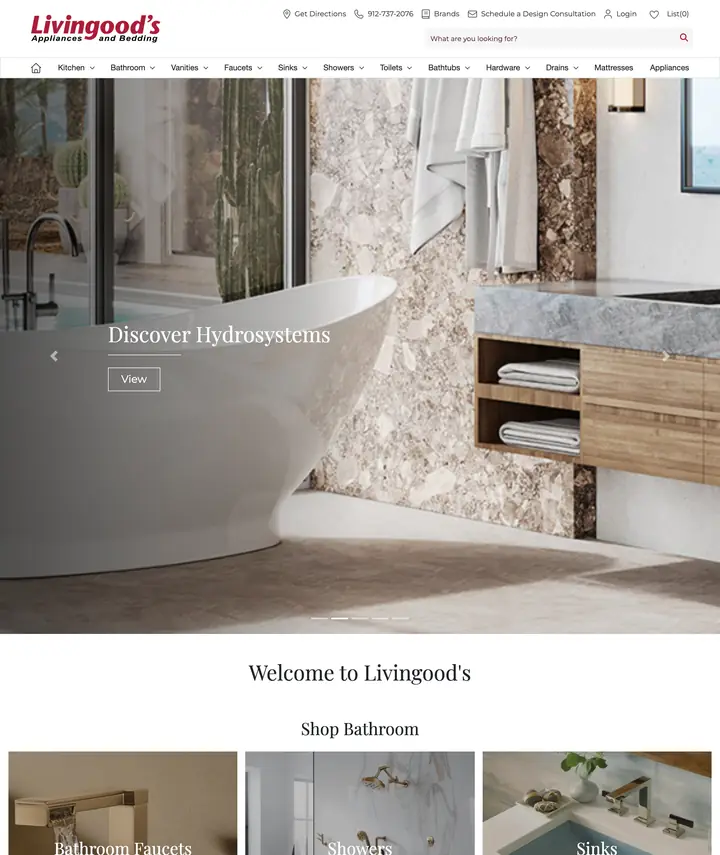 Livingood's kitchen and bath showroom website