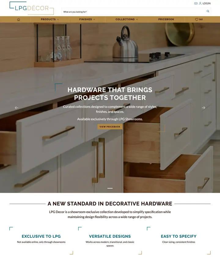 LPG Decor online showroom, built on CX1 Showroom