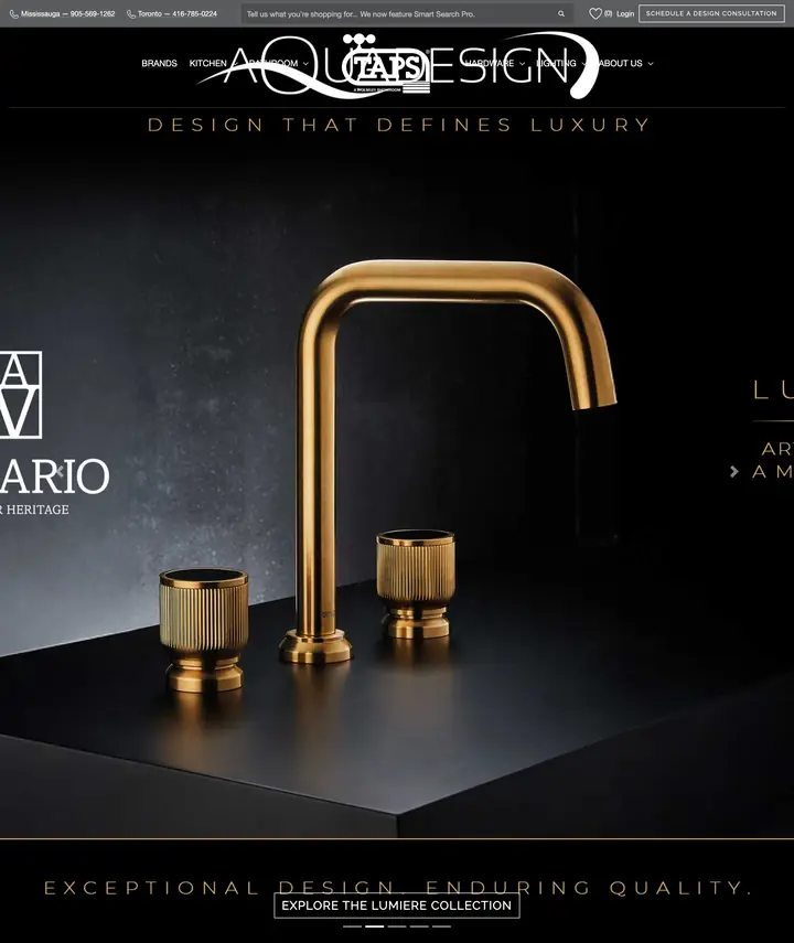 Taps Bath online showroom, built on CX1 Showroom