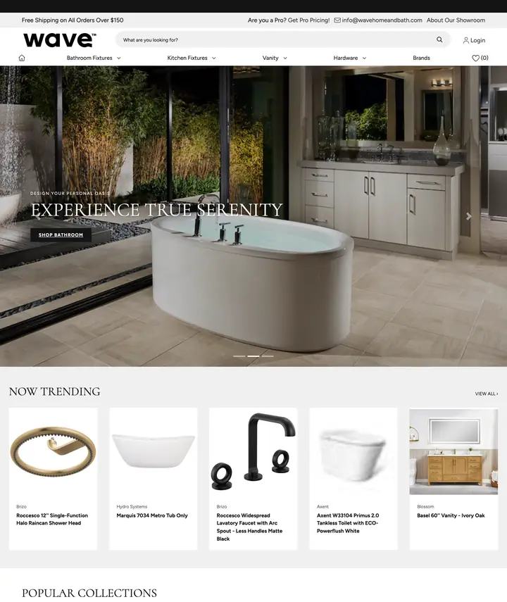 Wave Home and Bath showroom website